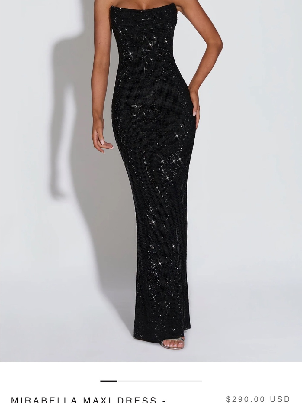 Mirabella Black Sequin Strapless Maxi Dress
